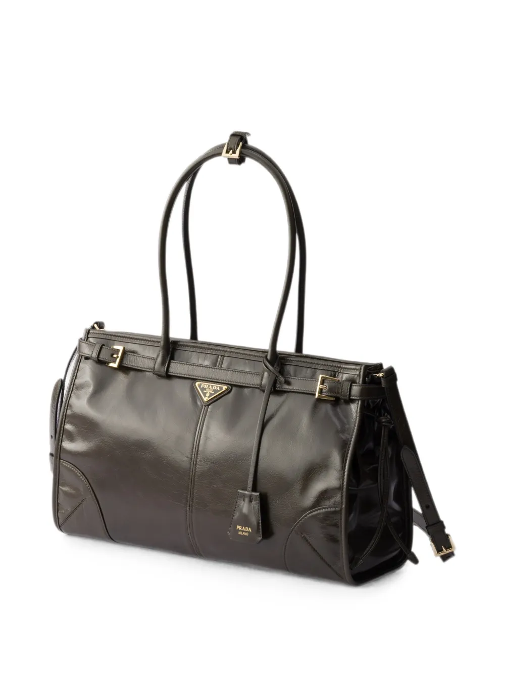 Prada Bonnie grote leren handtas Groen