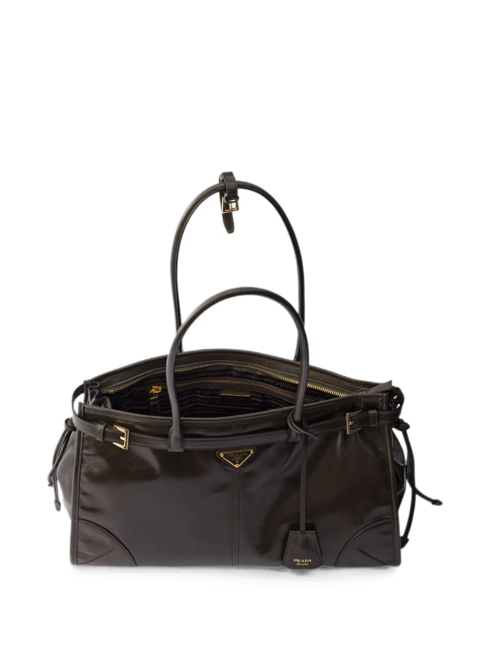Prada Bonnie grote leren handtas Groen