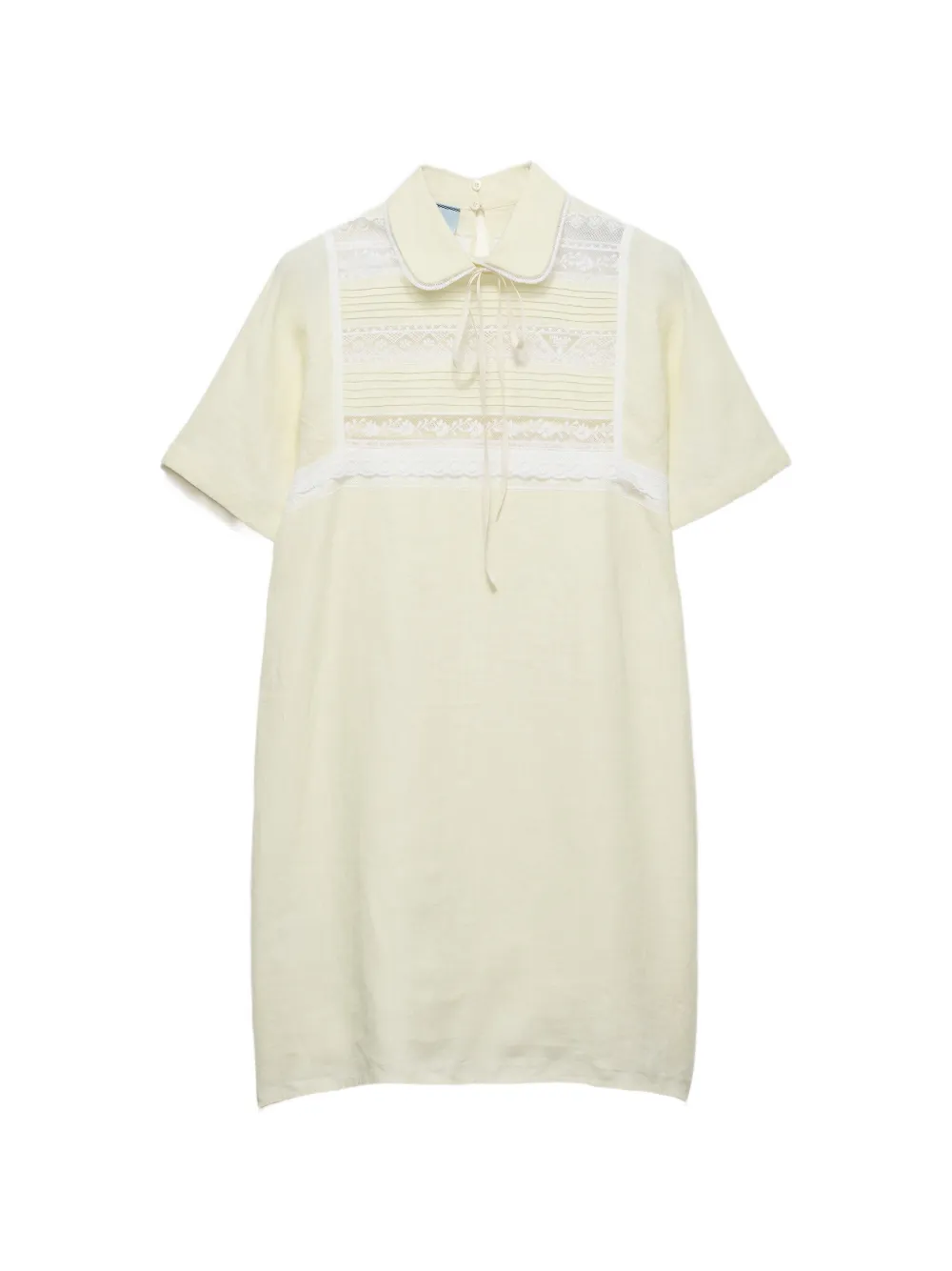 Prada Besticktes Minikleid aus Leinen - Gelb