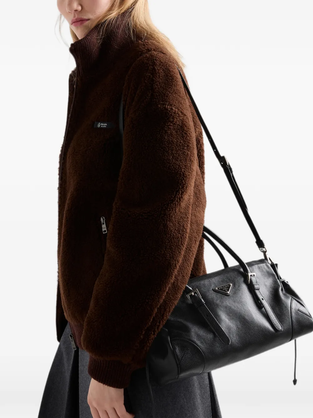 Prada Medium Bonnie leren shopper Zwart