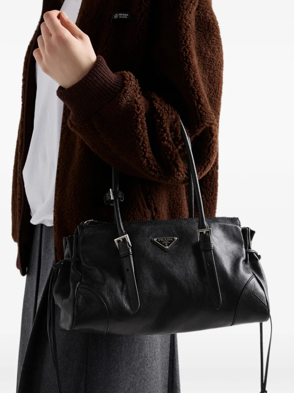 Prada Medium Bonnie leren shopper Zwart