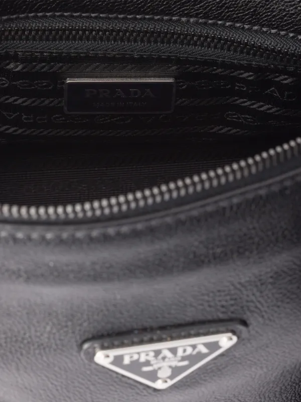 Prada logo-plaque buckle-detail Shoulder Bag | Black | FARFETCH