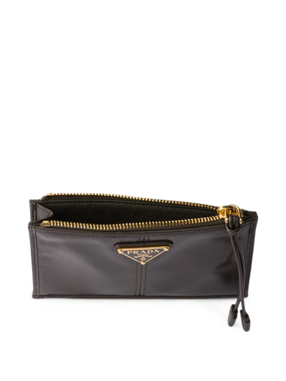 Prada Leren pasjeshouder met rits Groen