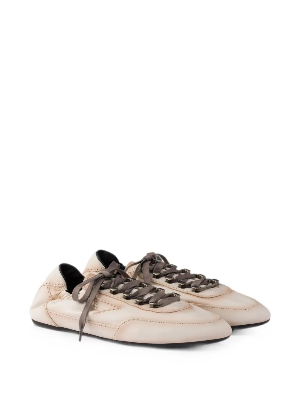 Prada Collaps nappa leren sneakers met haken Beige