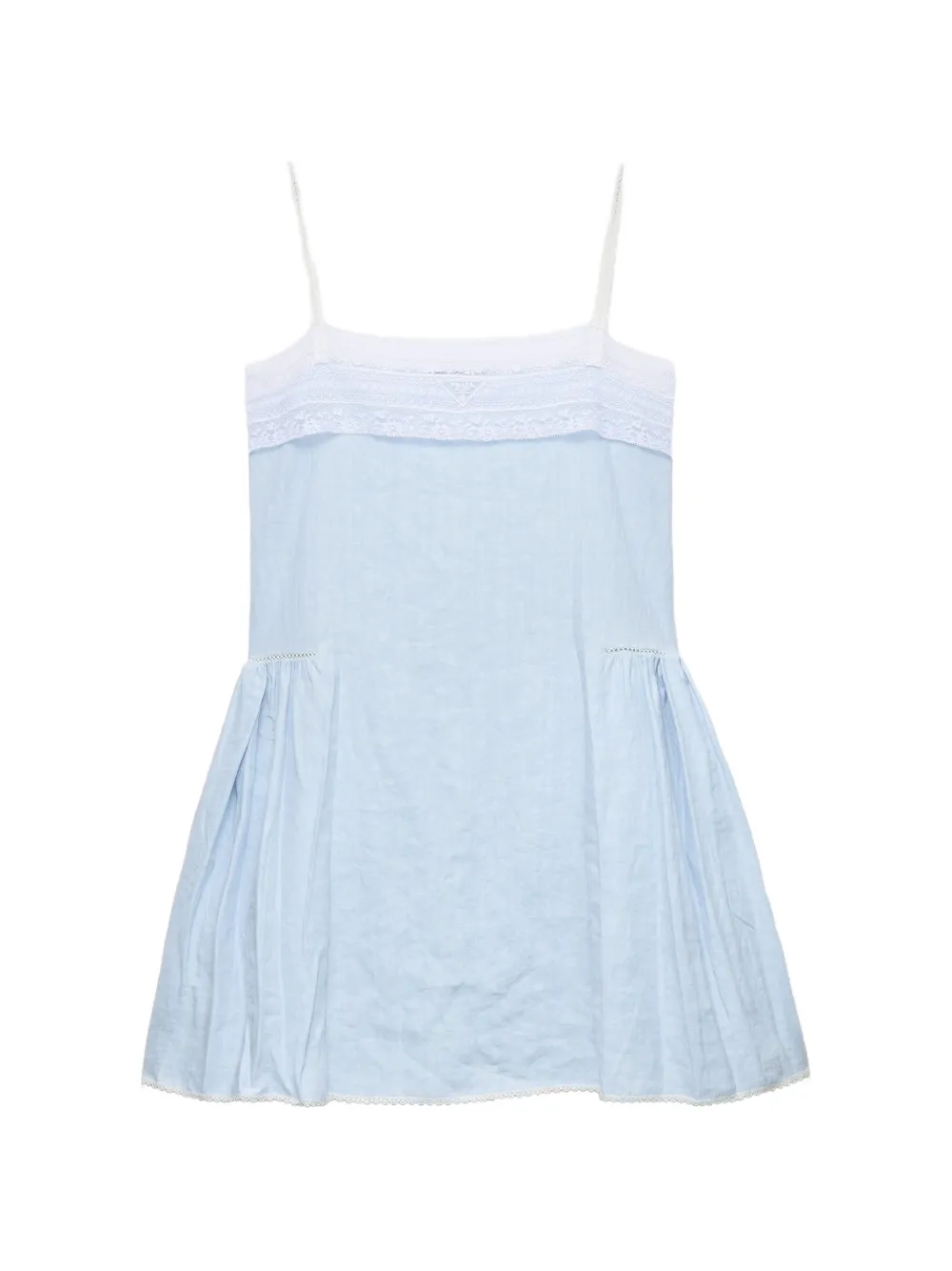 Prada Abito corto in lino con ricamo - Blu