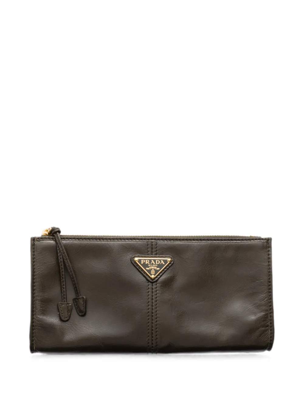 Prada Leather Pouch In Brown