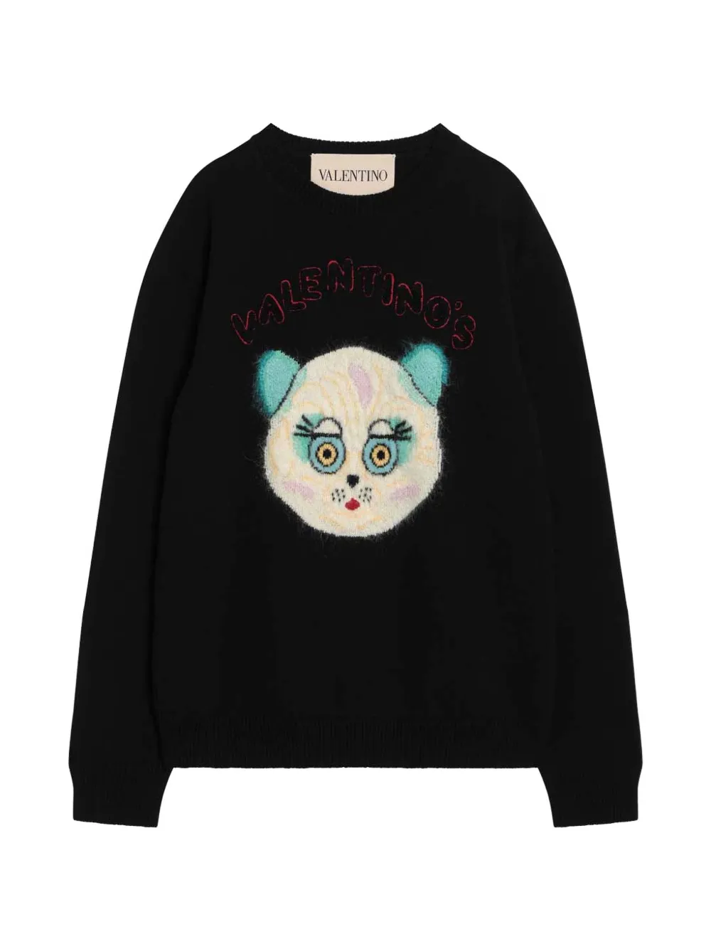 Valentino Garavani intarsia-knit cat-motif sweater - Black