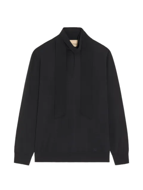 Valentino Garavani wool sweater with scarf collar and VLogo embroidery