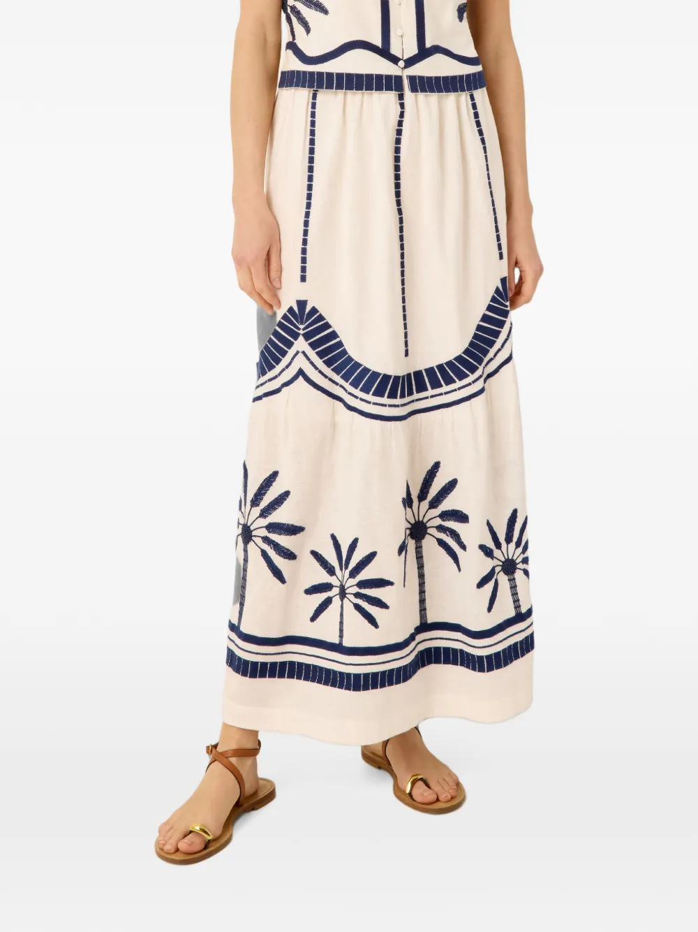 Marie Oliver Dania embroidered maxi skirt - Neutrals