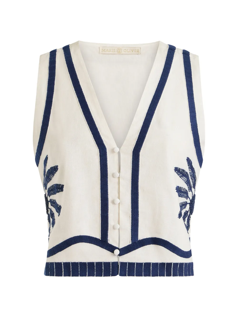 Marie Oliver Zahara embroidered sleeveless top - Toni neutri