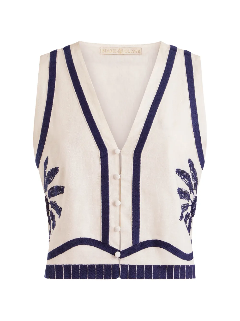 Marie Oliver Zahara embroidered sleeveless top - Toni neutri