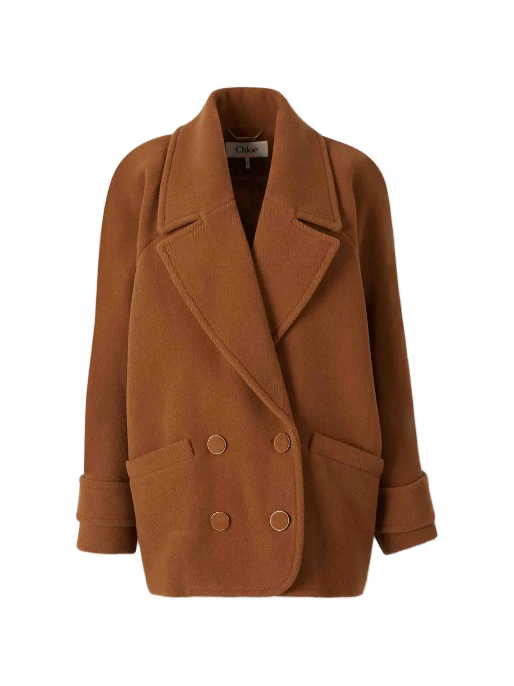 Chloé herringbone double-breasted coat - Marrone