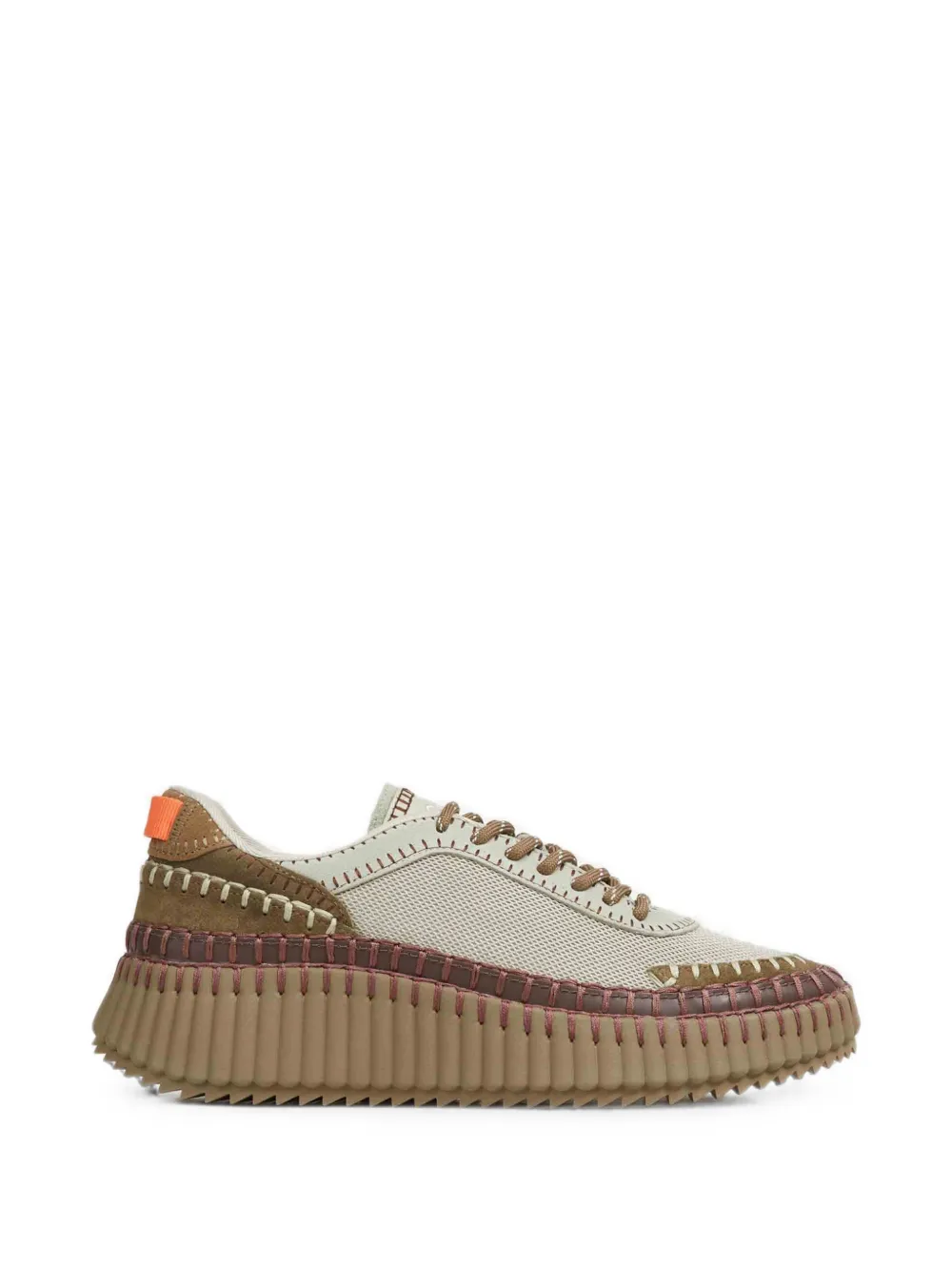 Chloé Nama whipstitch-trim fluted-sole sneakers - Nude