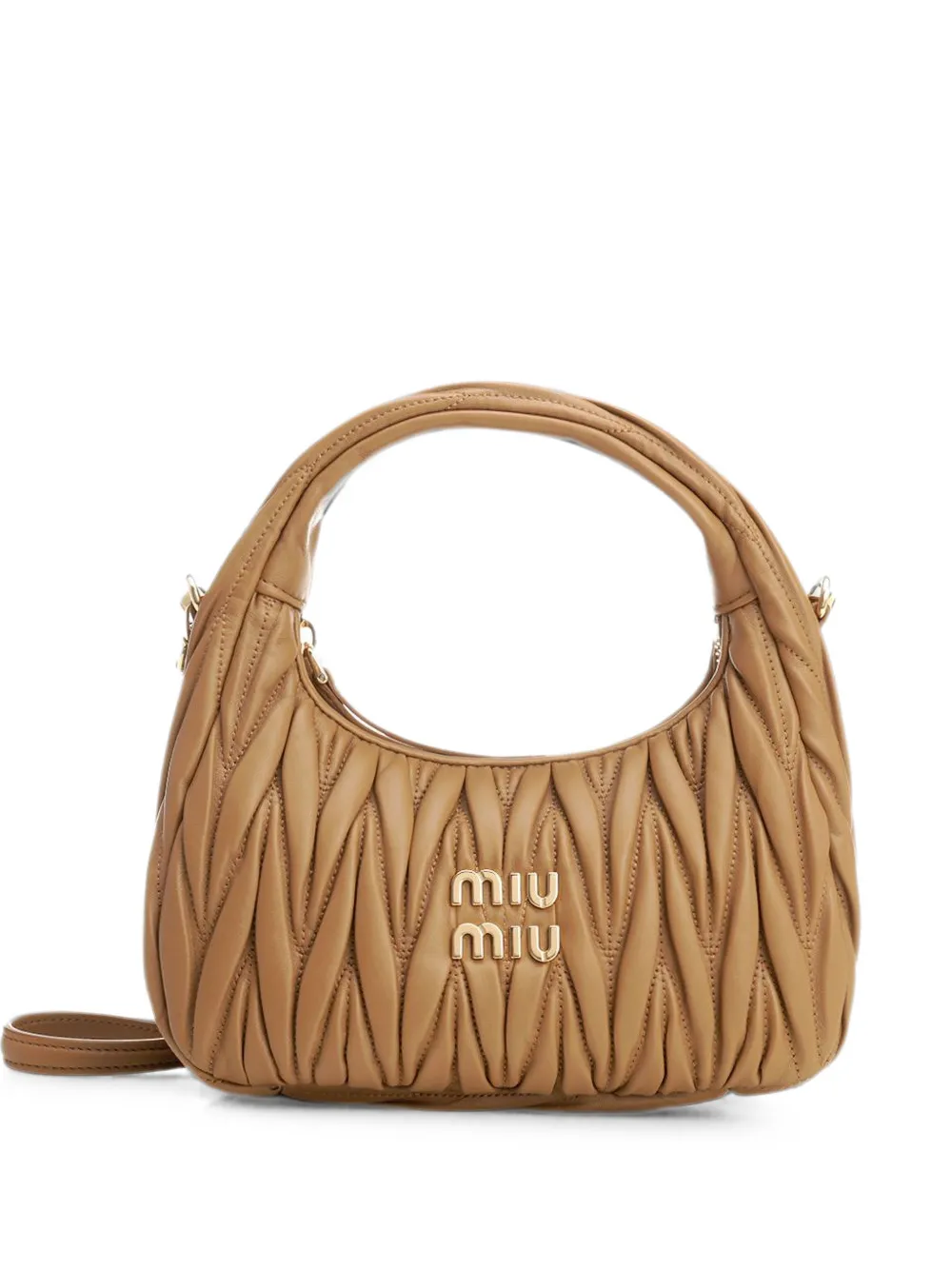 Miu Miu Wander matelassé leather clutch bag - Braun