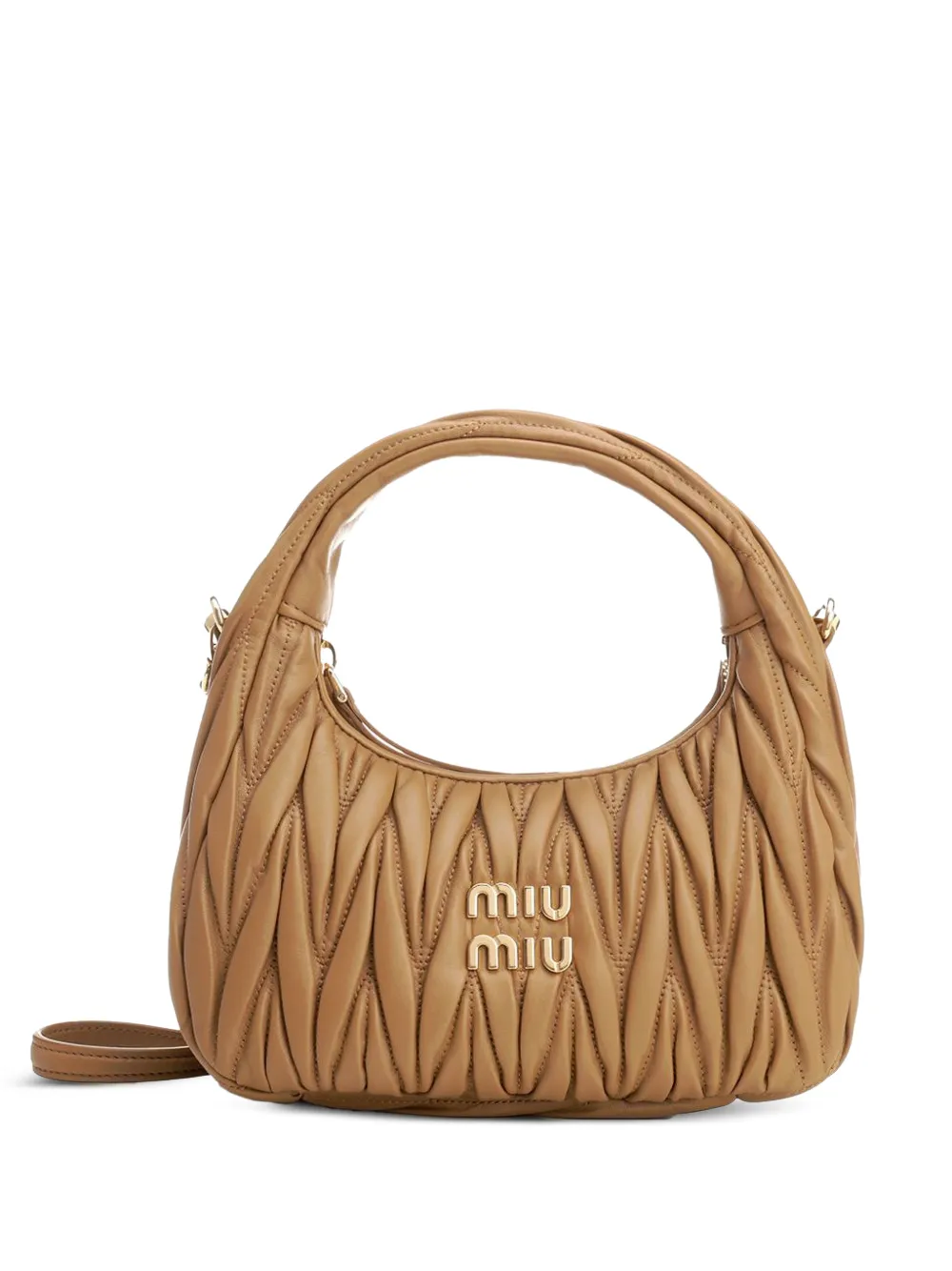 Miu Miu Wander matelassé leather clutch bag - Braun