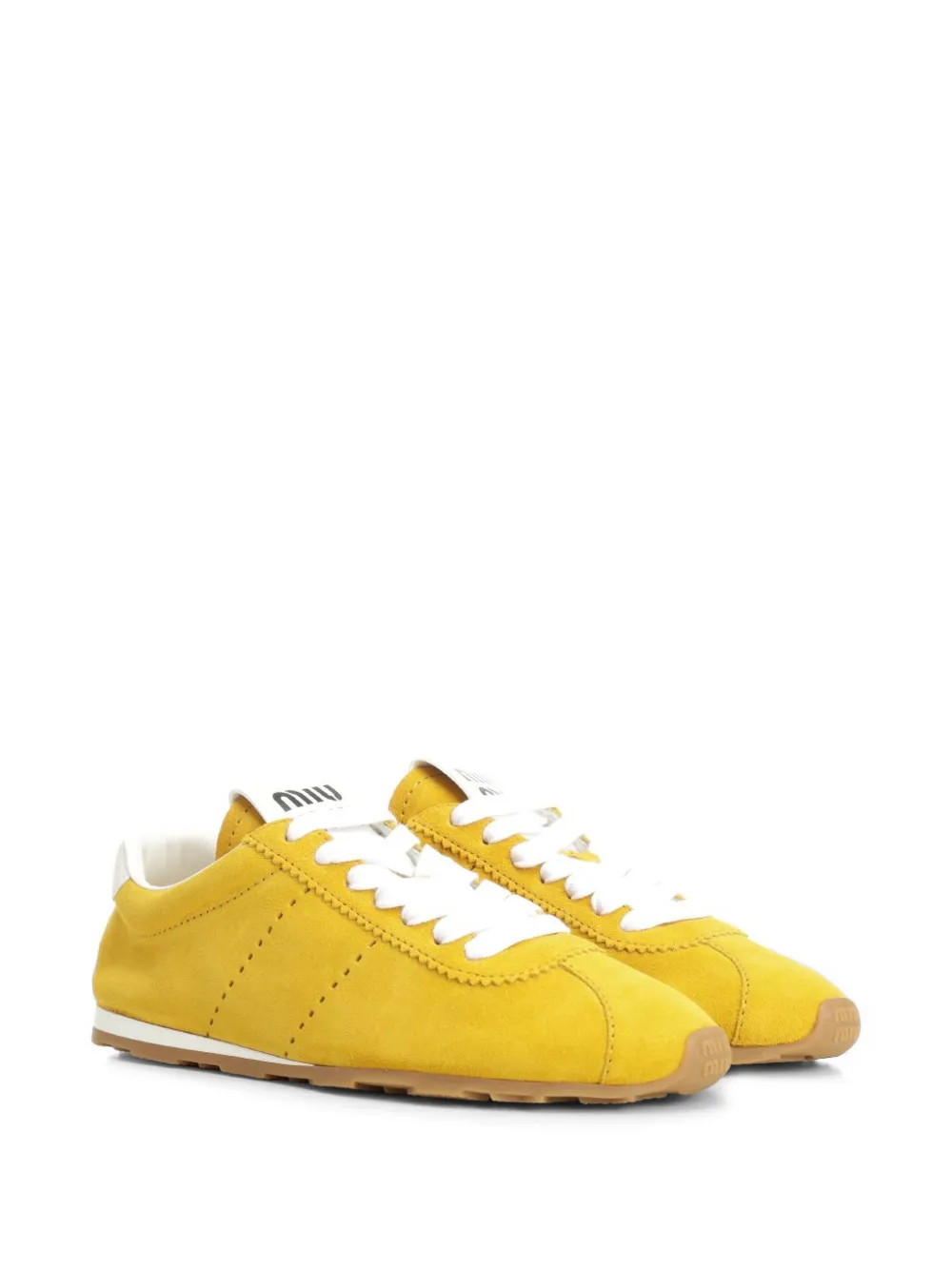 Miu Plume suede sneakers Geel