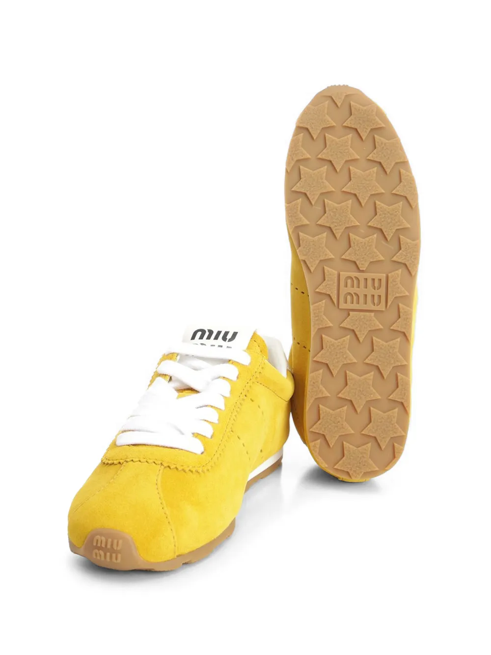 Miu Plume suede sneakers Geel