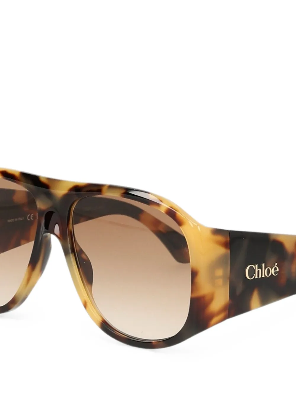Chloé Zonnebril met piloten montuur en schildpadschild design Bruin