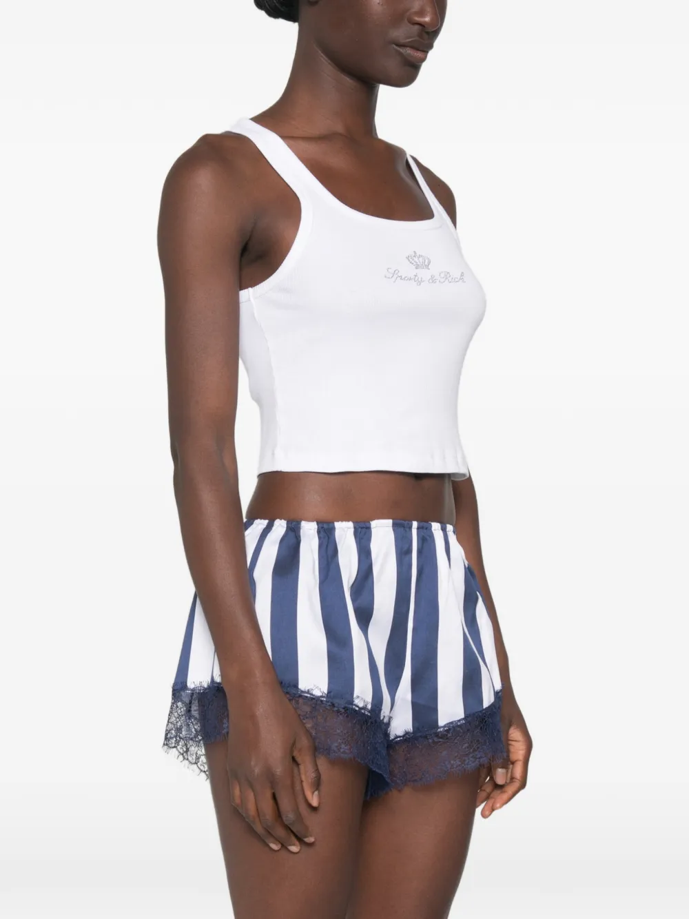 Sporty & Rich x Juicy Couture geribbelde tanktop verfraaid met stras Wit