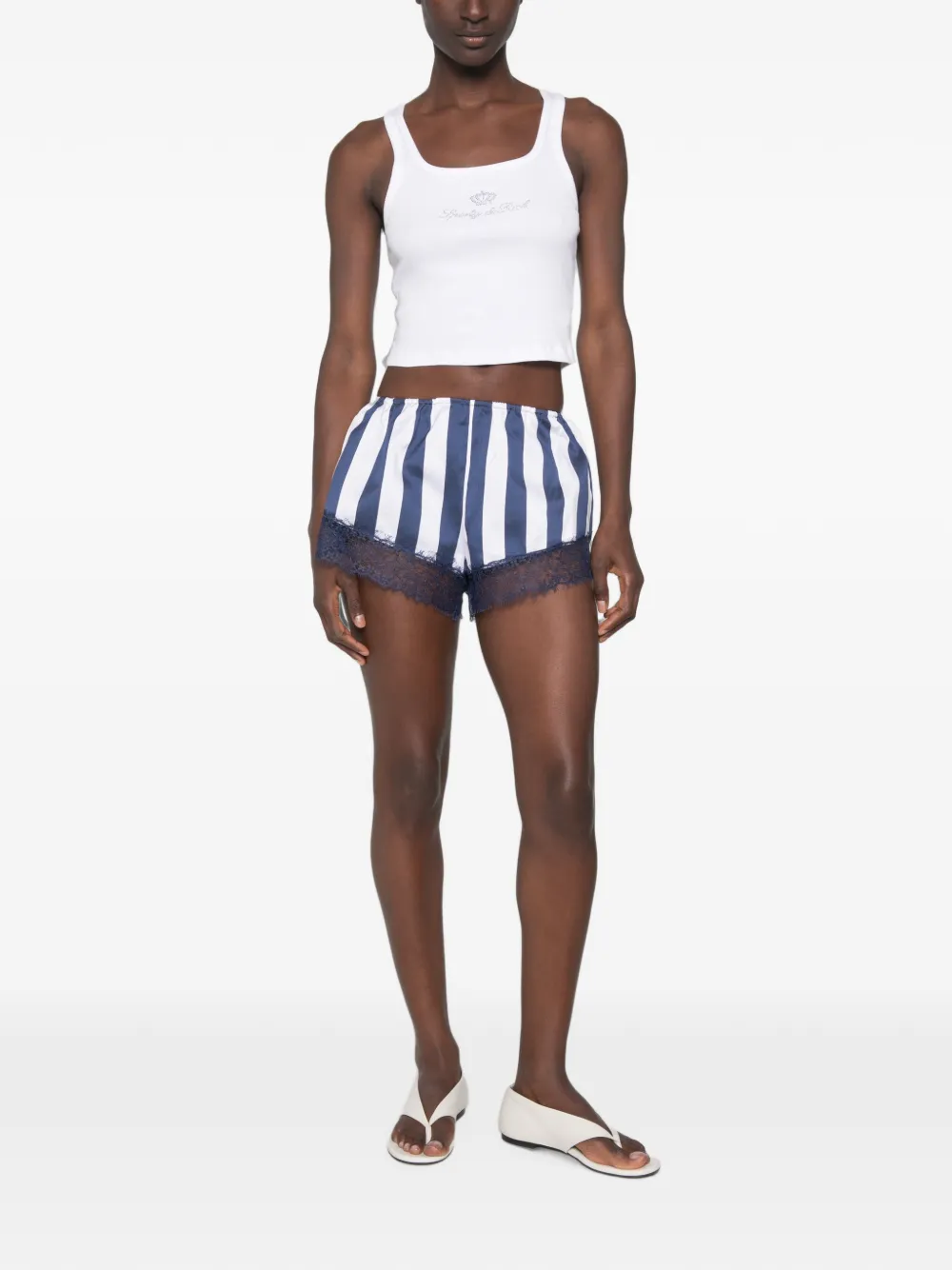 Sporty & Rich x Juicy Couture geribbelde tanktop verfraaid met stras Wit