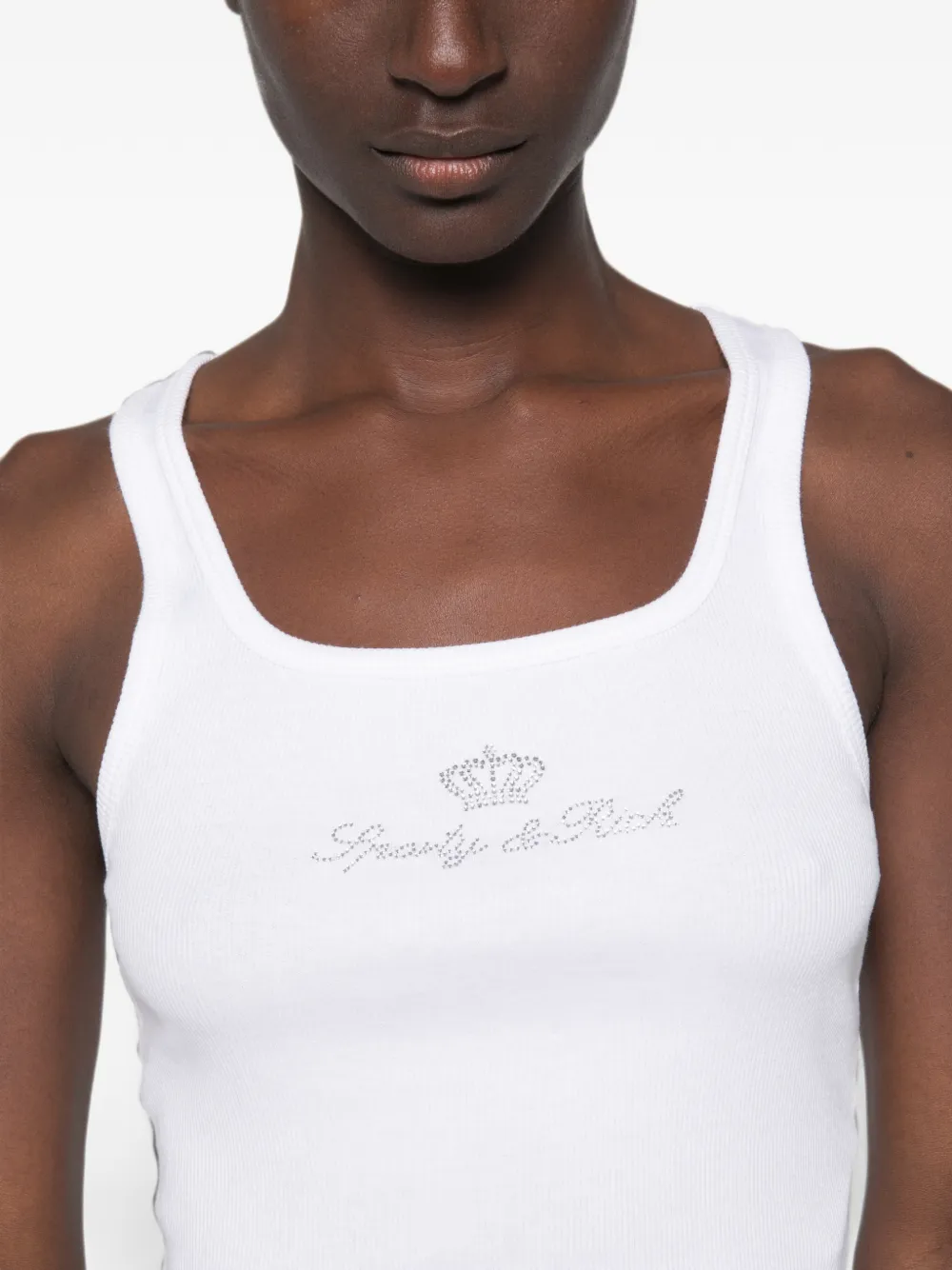 Sporty & Rich x Juicy Couture geribbelde tanktop verfraaid met stras Wit