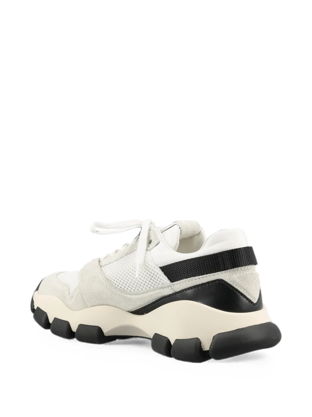 Prada logo-patch panelled sneakers Beige