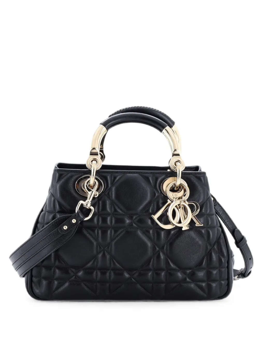 Christian Dior Pre-Owned Kleine Lady 95.22 Cannage Umhängetasche mit Prägung - Schwarz