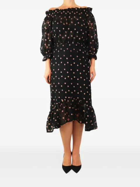 Saloni embroidered lace midi dress