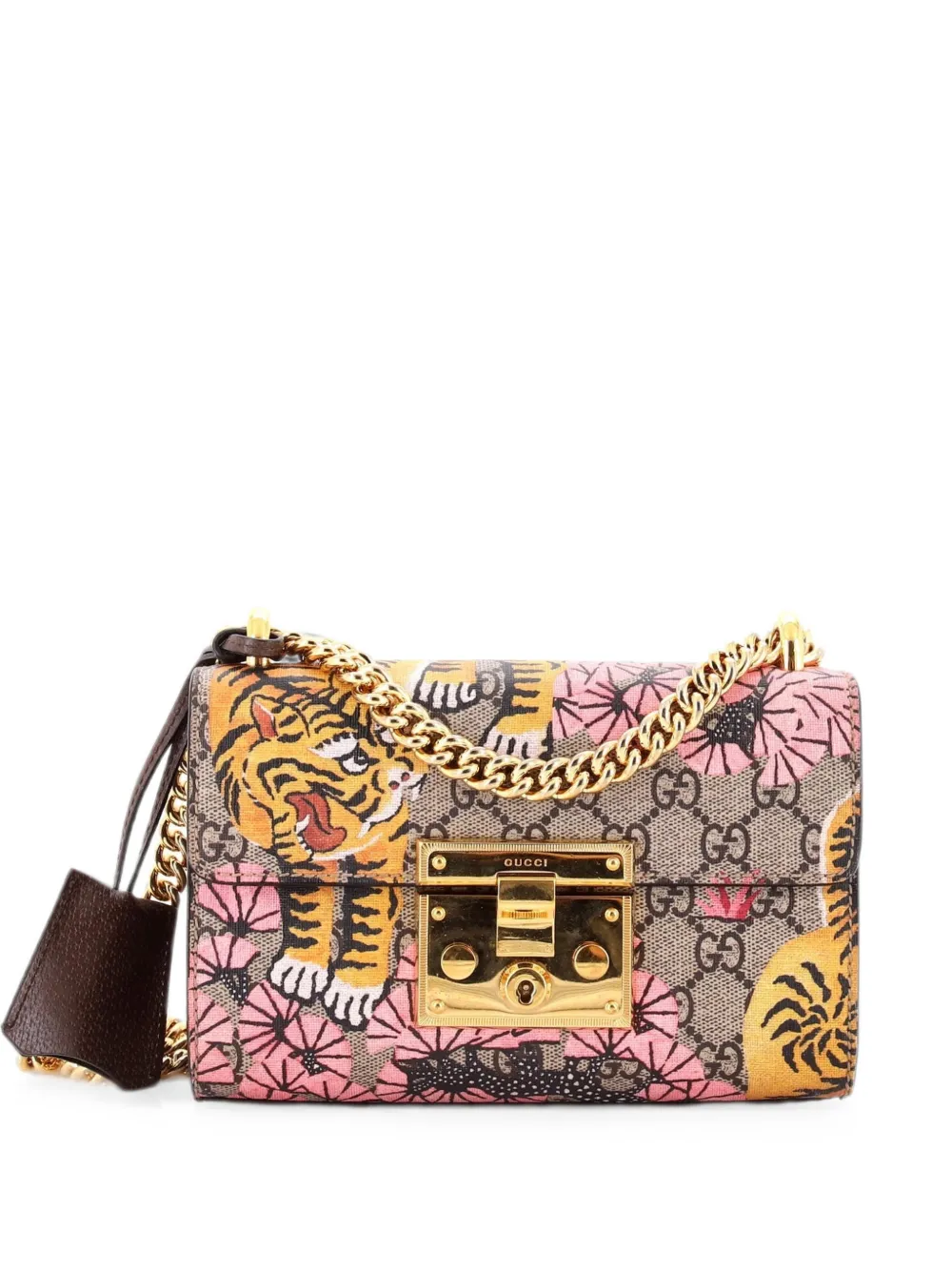 Gucci Pre-Owned Borsa a spalla Padlock piccola in tela cerata GG con stampa - Marrone