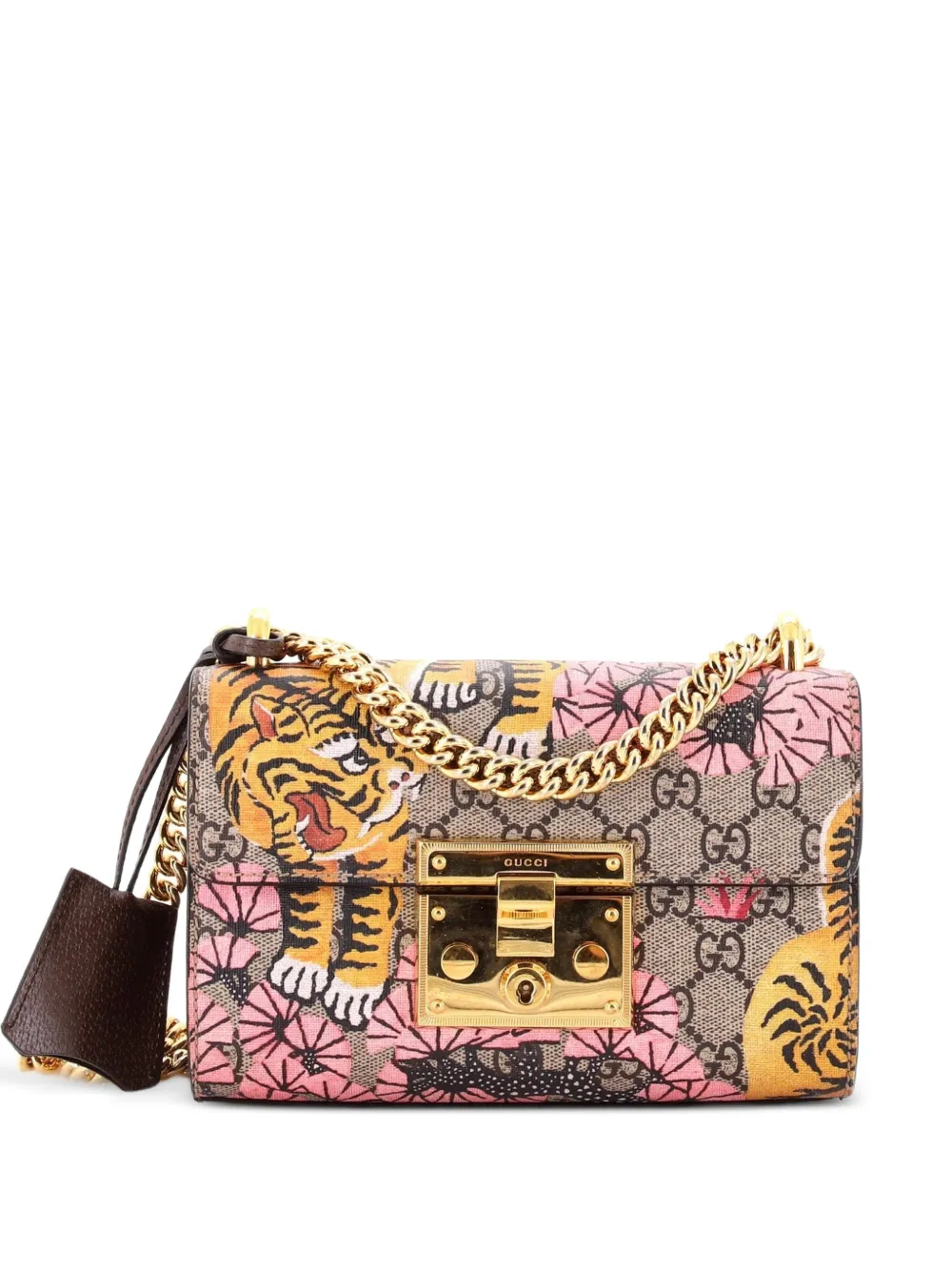 Gucci Pre-Owned Borsa a spalla Padlock piccola in tela cerata GG con stampa - Marrone