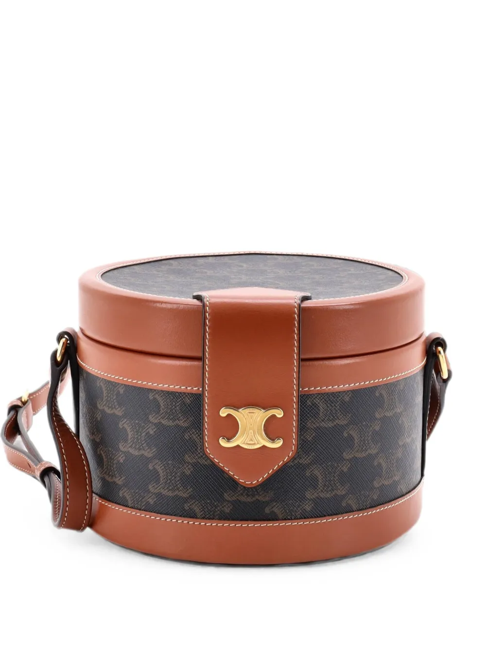 Celine Pre-Owned Borsa a tracolla Triomphe media in tela cerata - Marrone