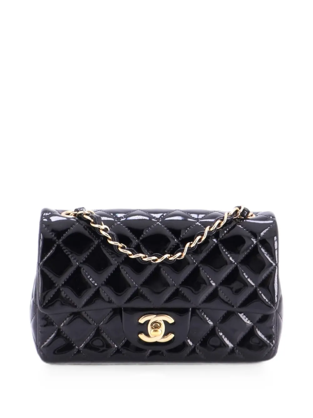 CHANEL Pre-Owned Borsa a tracolla Classic Single Flap mini trapuntata con finitura lucida - Nero
