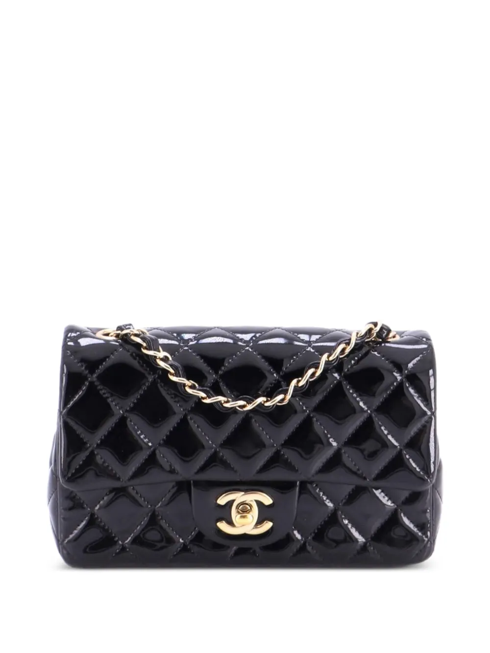 CHANEL Pre-Owned Classic Single Flap Bag Quilted Patent Mini crossbody bag - Black