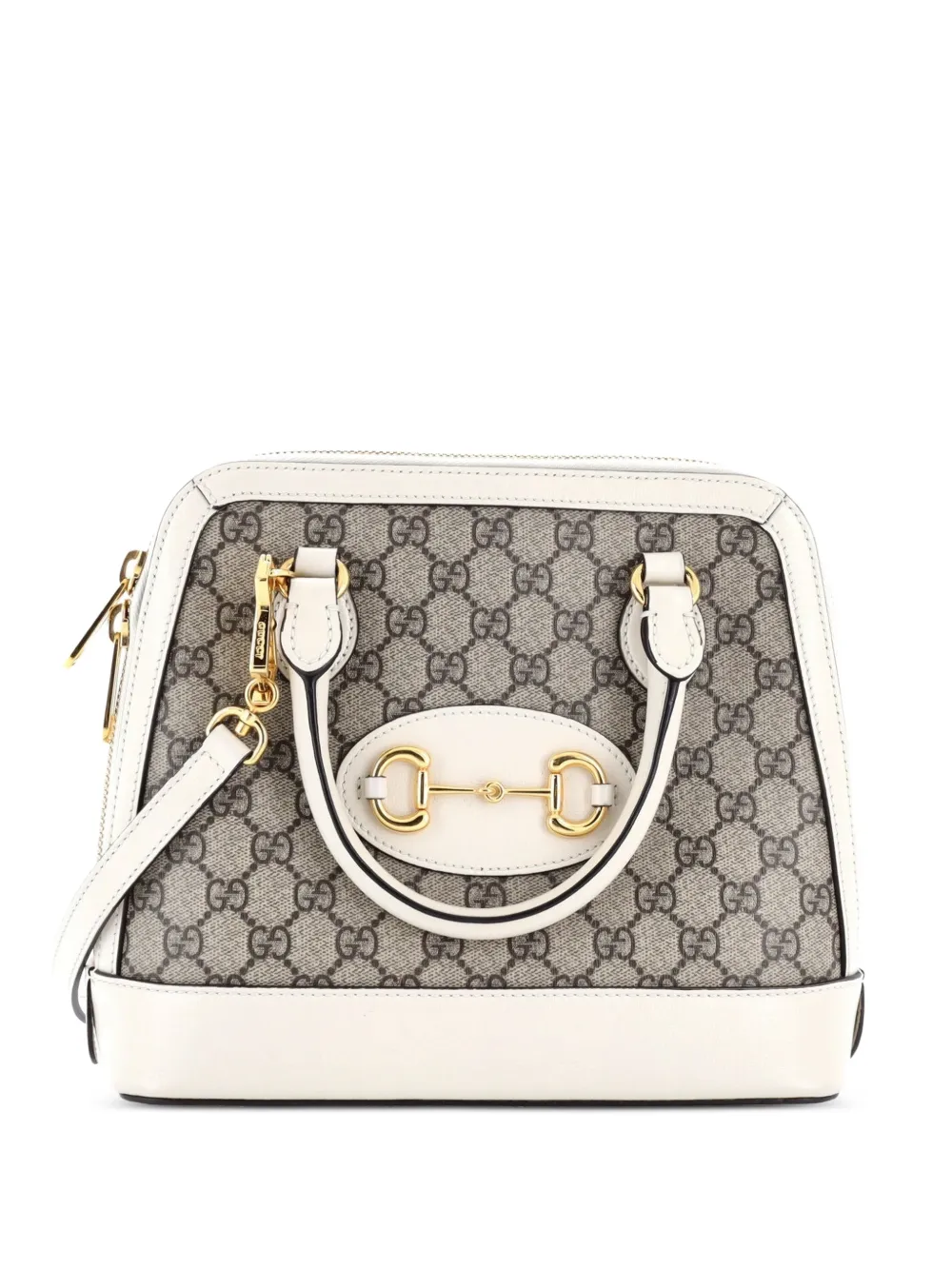 Gucci Pre-Owned Borsa a tracolla Horsebit 1955 piccola in tela cerata GG e pelle con manico - Marrone