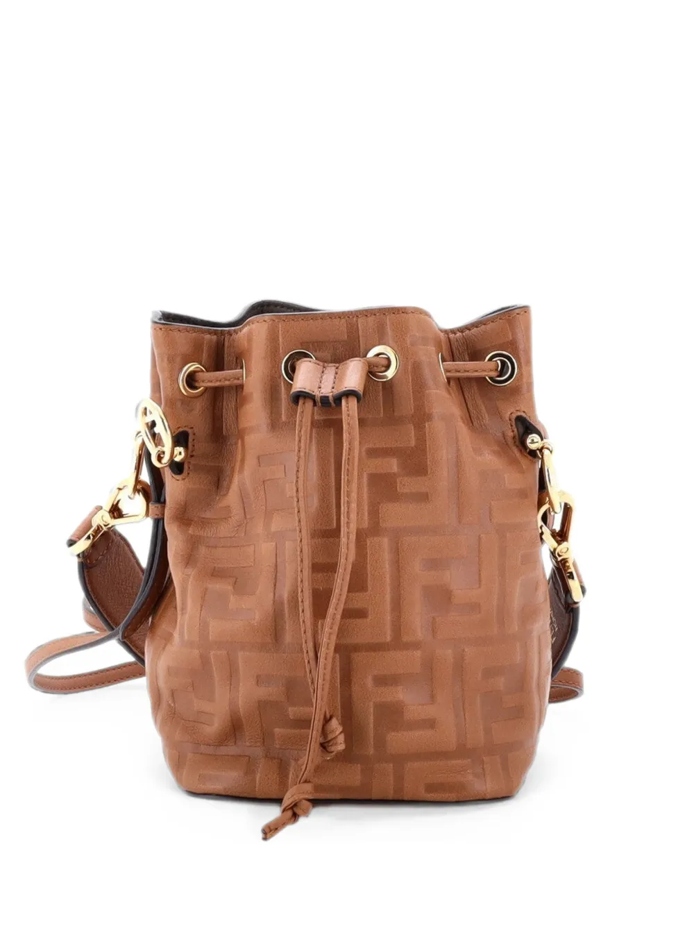 Fendi Pre-Owned Borsa a secchiello Mon Tresor mini in pelle goffrata con motivo Zucca - Marrone