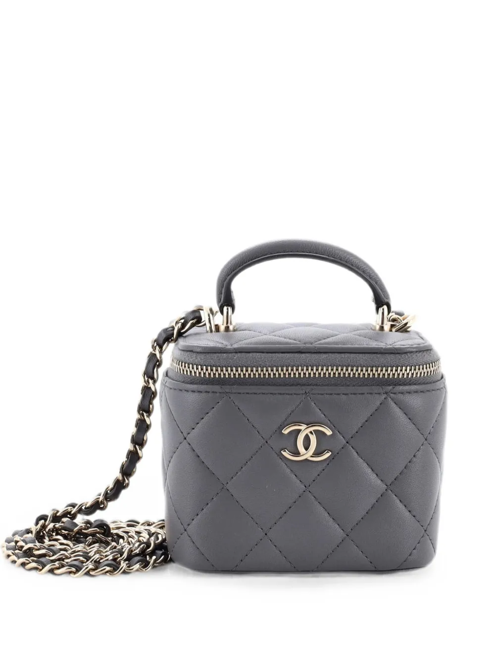 CHANEL Pre-Owned Mini Classic Kosmetiktasche mit Kettensteppung - Grau