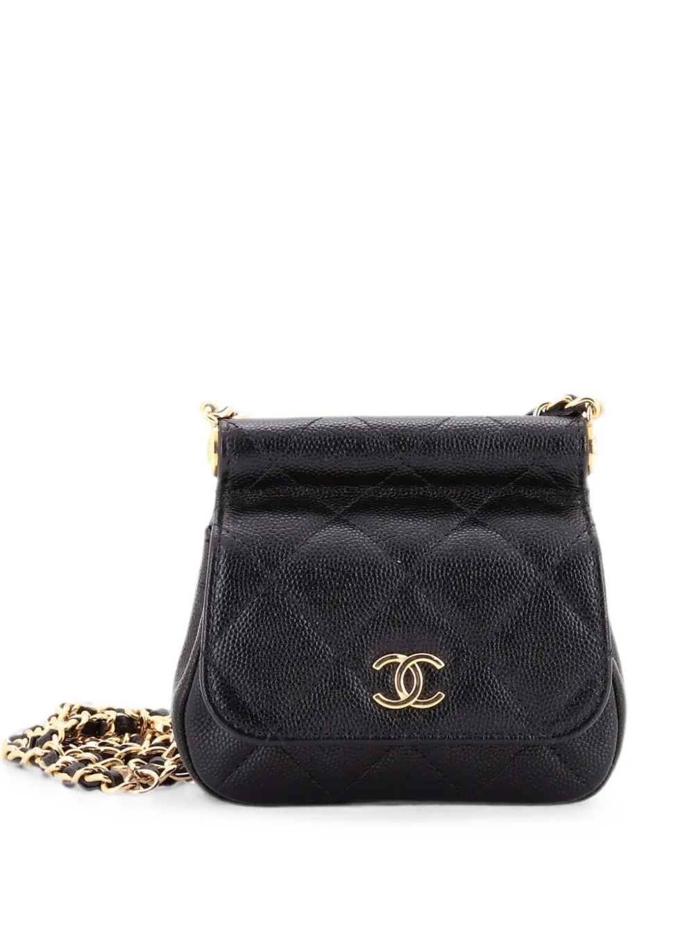 CHANEL Pre-Owned Borsa a tracolla Bar Clutch on Chain mini in pelle Caviar - Nero