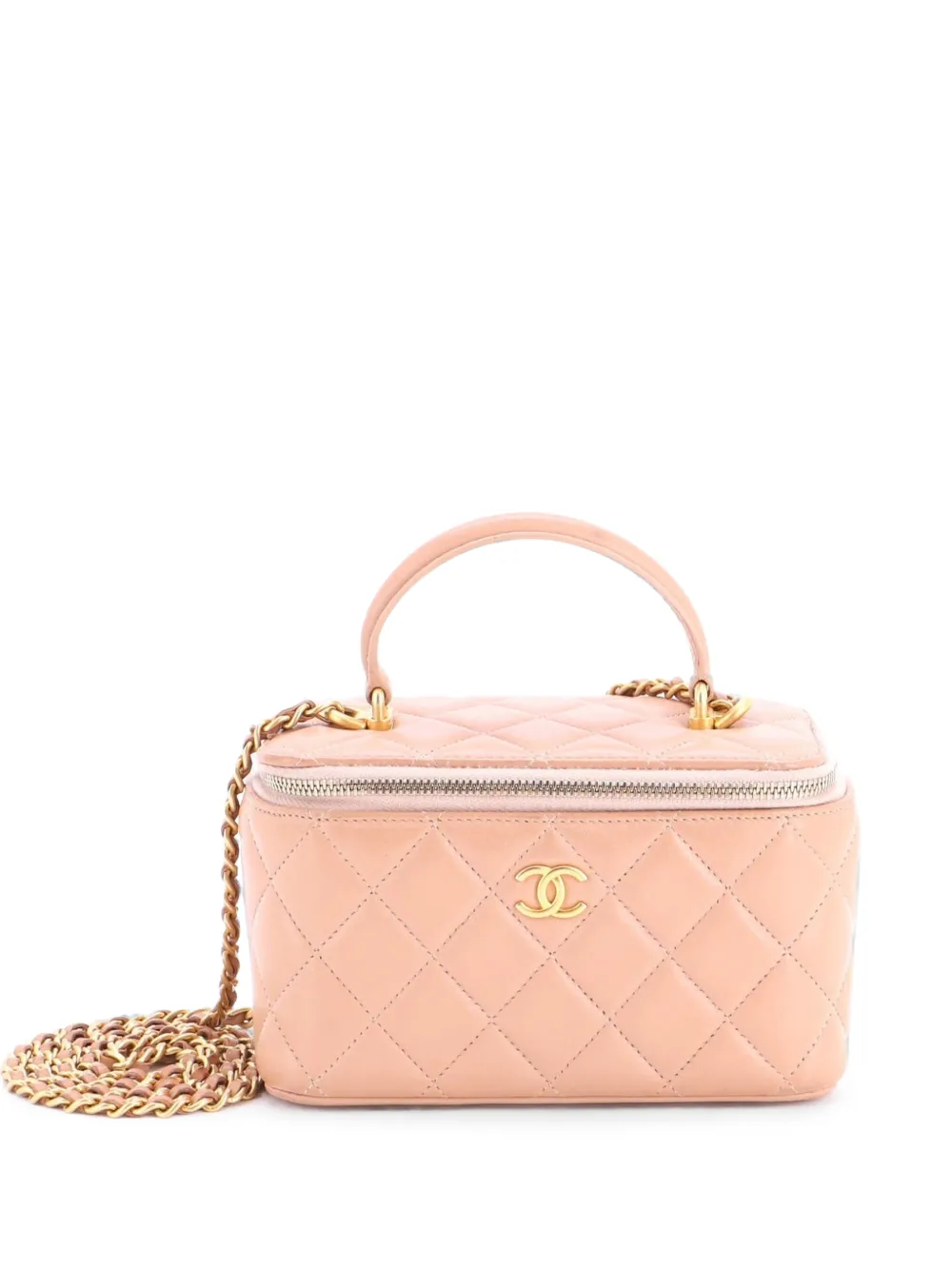 CHANEL Pre-Owned Classic Top Handle Vanity Case with Chain Quilted Lambskin Small crossbody bag - Neutrals