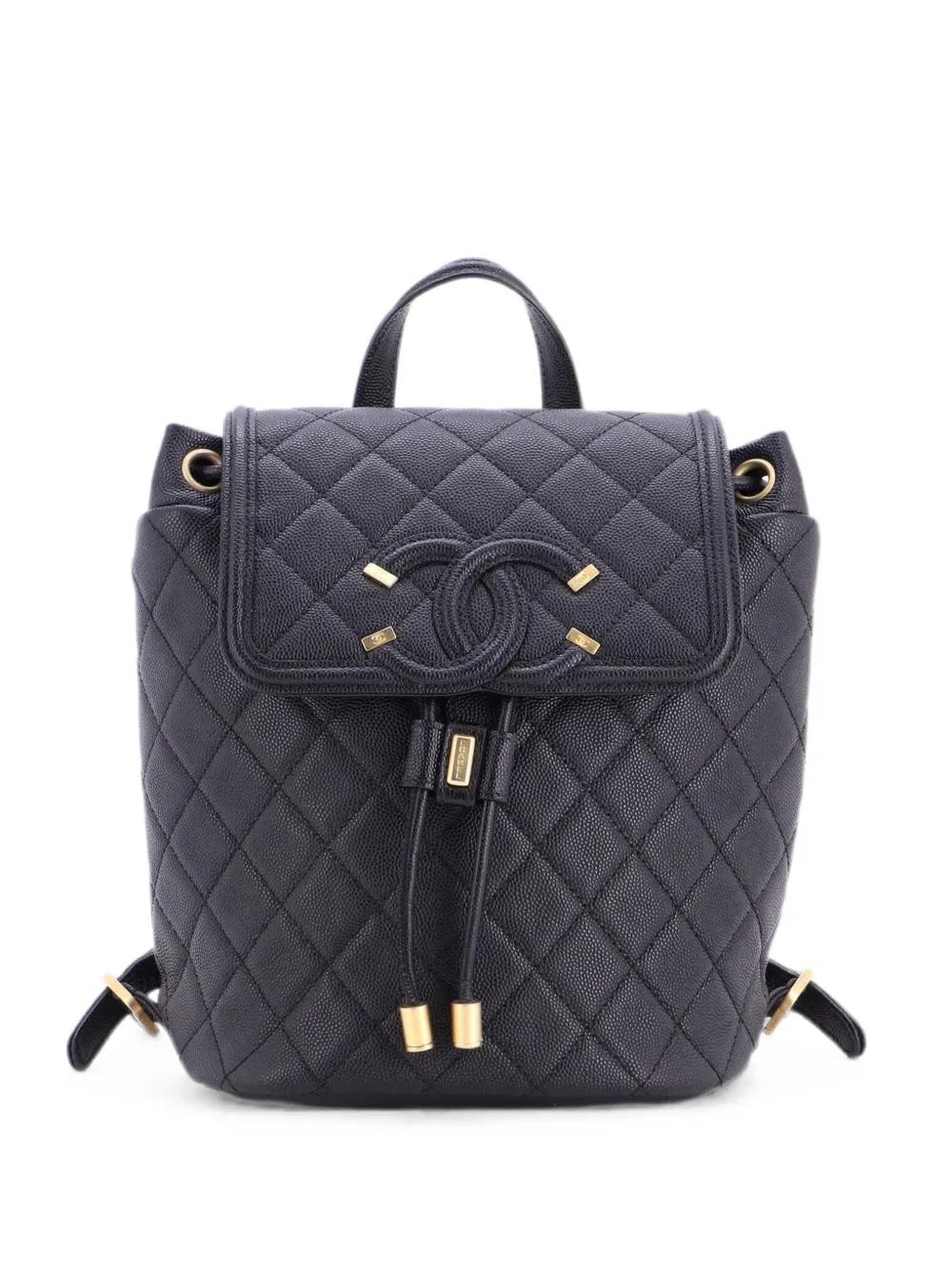 CHANEL Pre-Owned Zaino Filigree piccolo in pelle Caviar matelassé - Nero