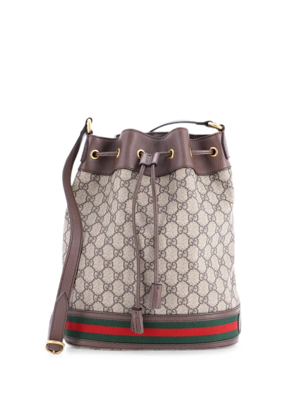 Gucci Pre-Owned Borsa a secchiello Ophidia media in tela cerata GG - Marrone