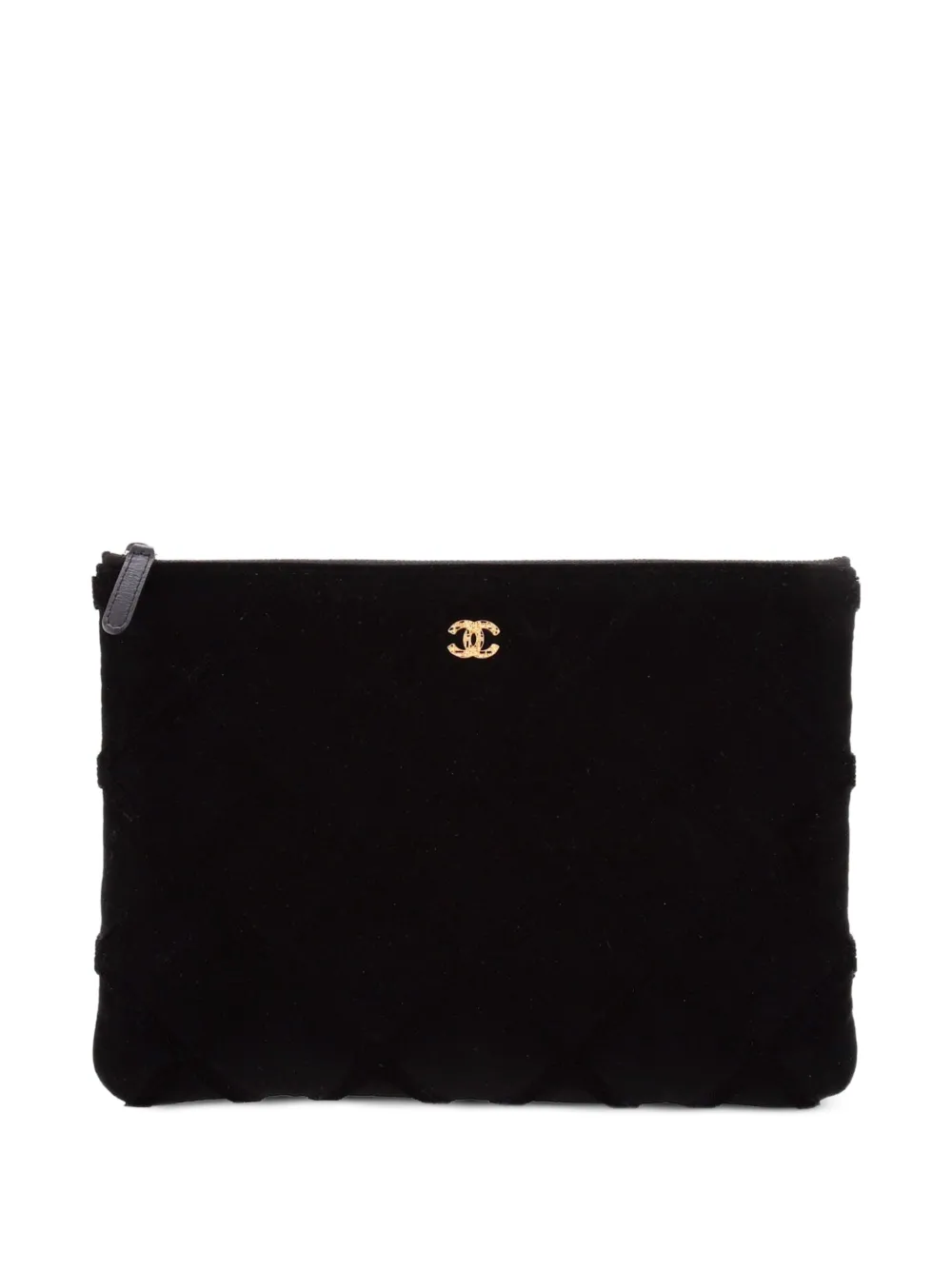 CHANEL Pre-Owned O Case 3D Quilted Velvet Medium clutch bag - Black