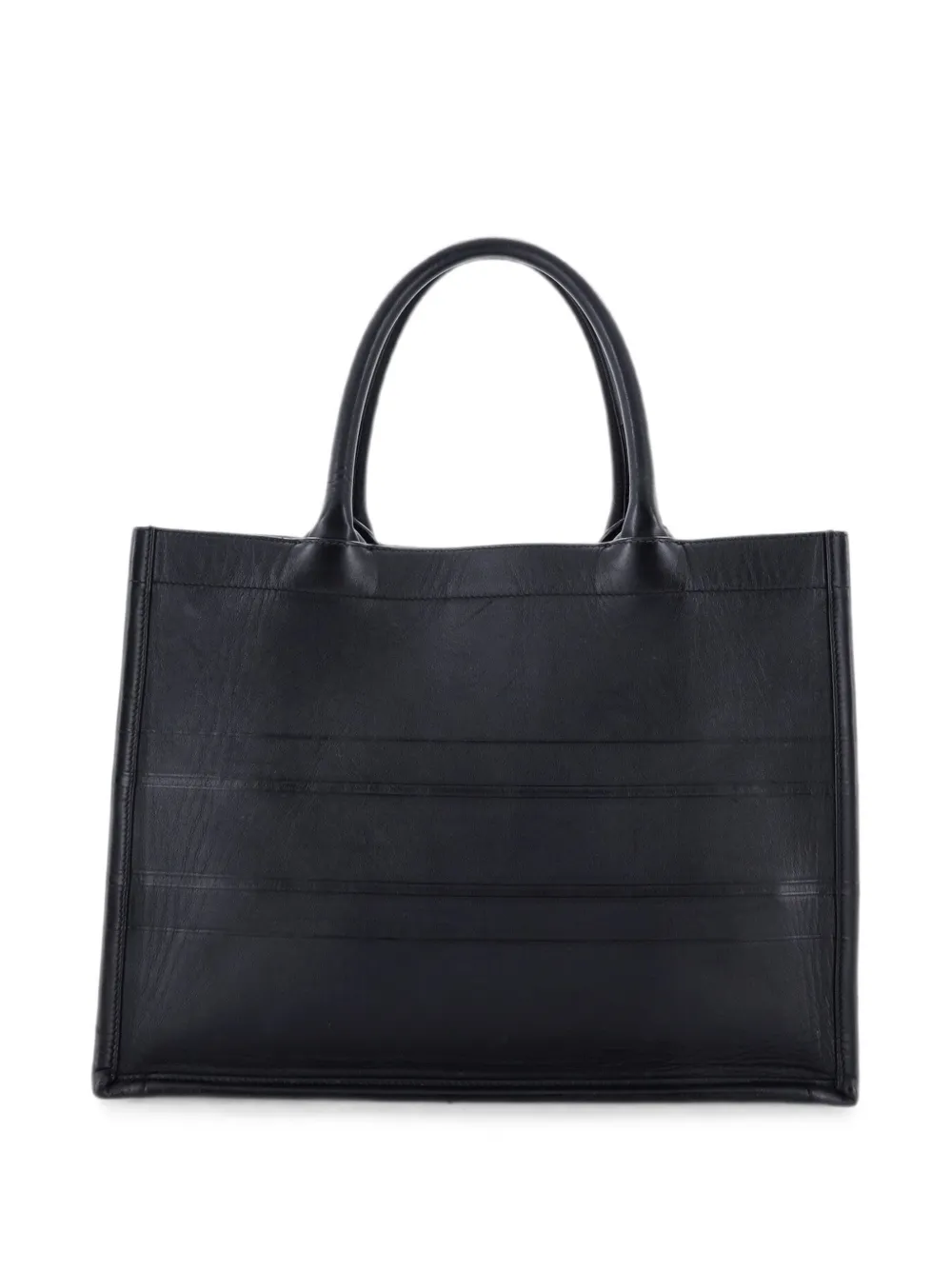 Dior Pre-owned Book Oblique Embossed Calfskin Medium Tote Bag in Black, view 2