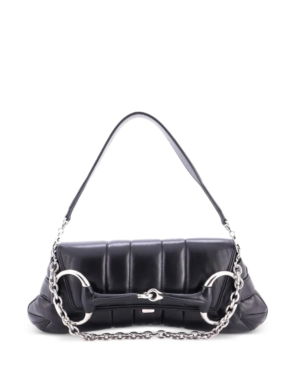 Gucci Pre-Owned Borsa a spalla Horsebit grande in pelle trapuntata con catena - Nero