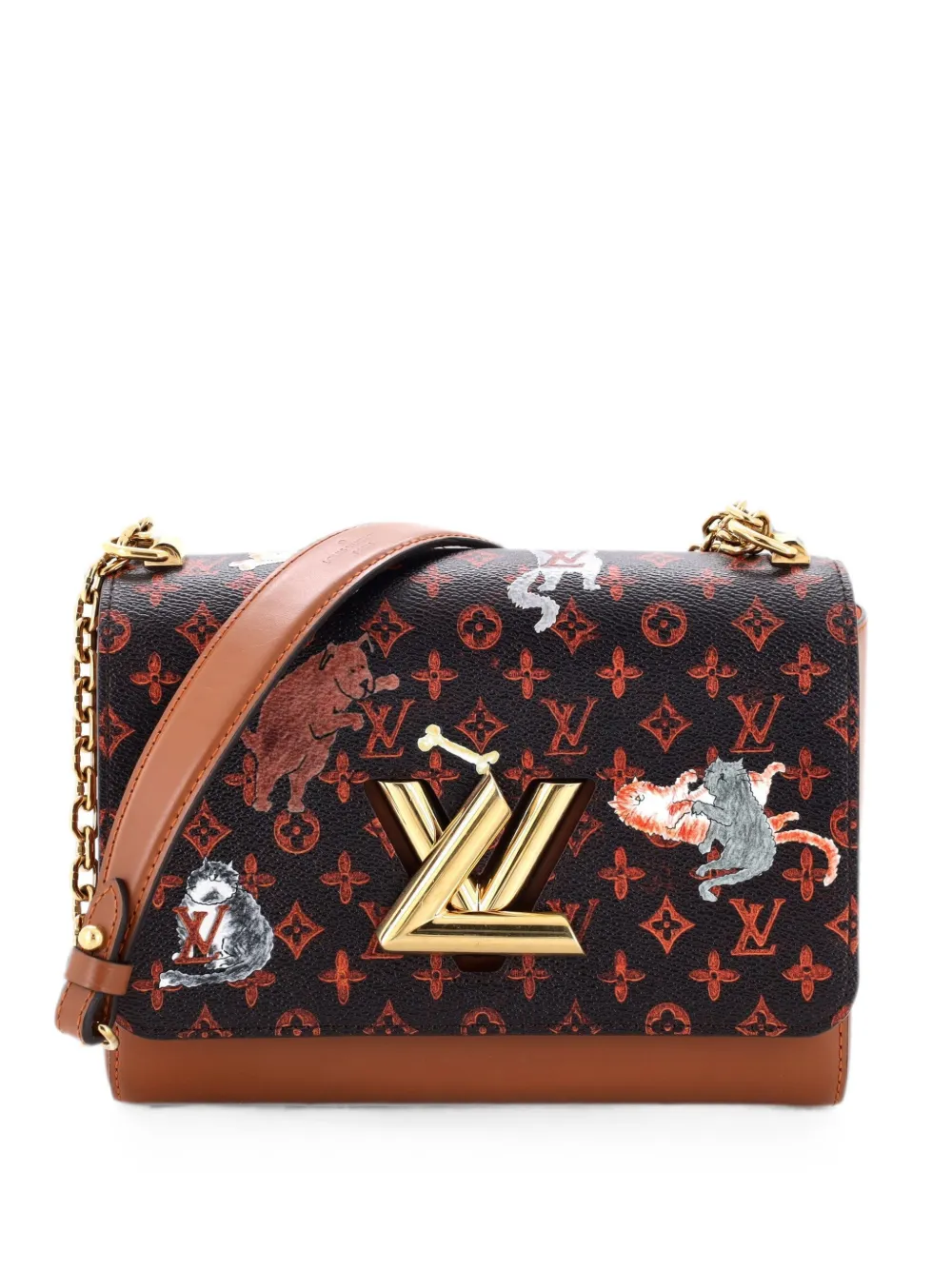 Louis Vuitton Pre-Owned Borsa a spalla Twist Handbag Limited Edition Grace Coddington Catogram in tela MM - Marrone