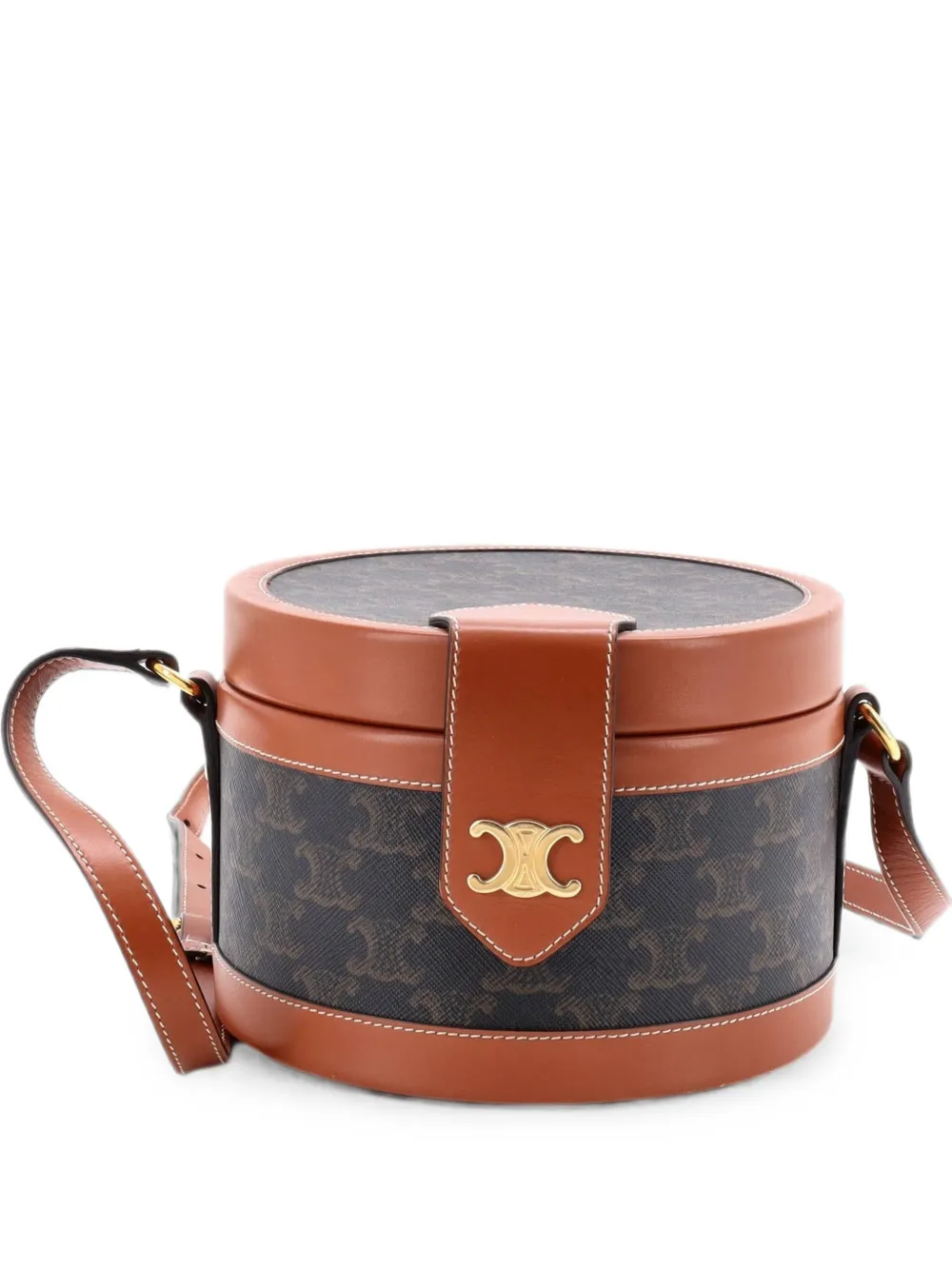 Celine Pre-Owned Borsa a tracolla Triomphe media in tela cerata - Marrone