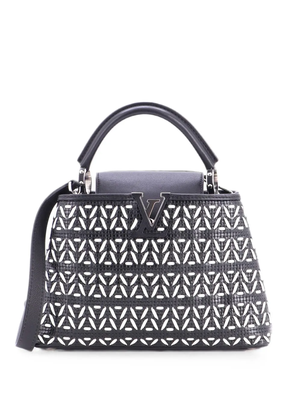 Louis Vuitton Pre-Owned Capucines Bag Woven Leather BB satchel - Black