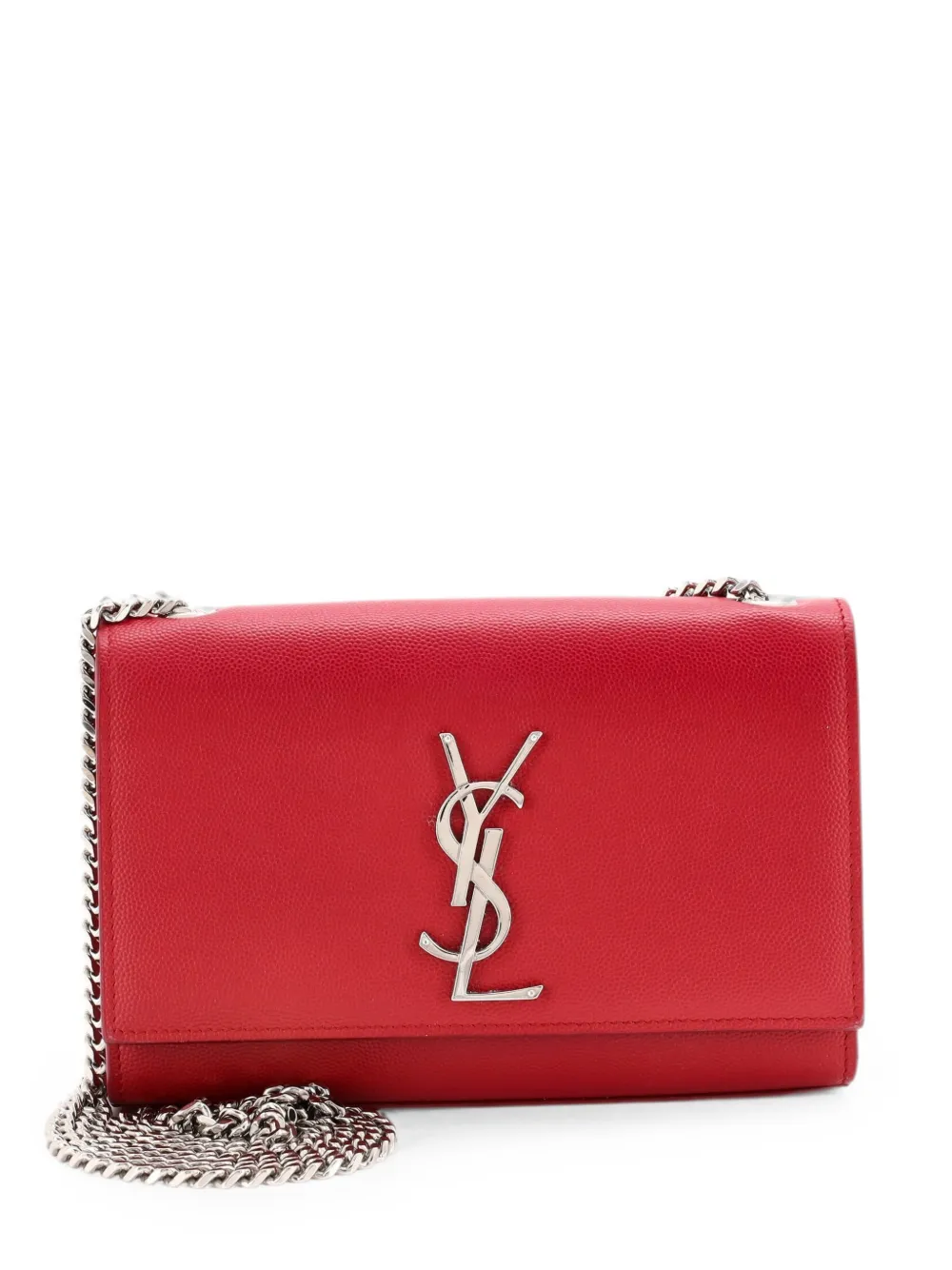 Saint Laurent Pre-Owned Borsa a tracolla Classic piccola in pelle martellata con monogramma - Rosso