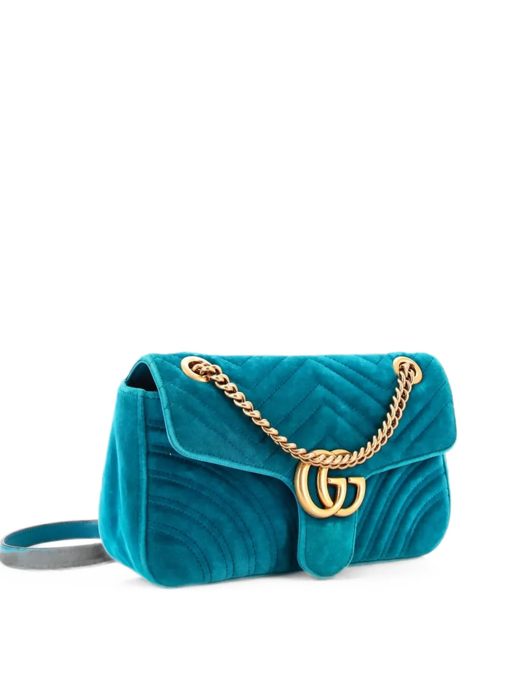 Gucci Pre-Owned Borsa a spalla GG Marmont piccola in velluto matelassé - Blu
