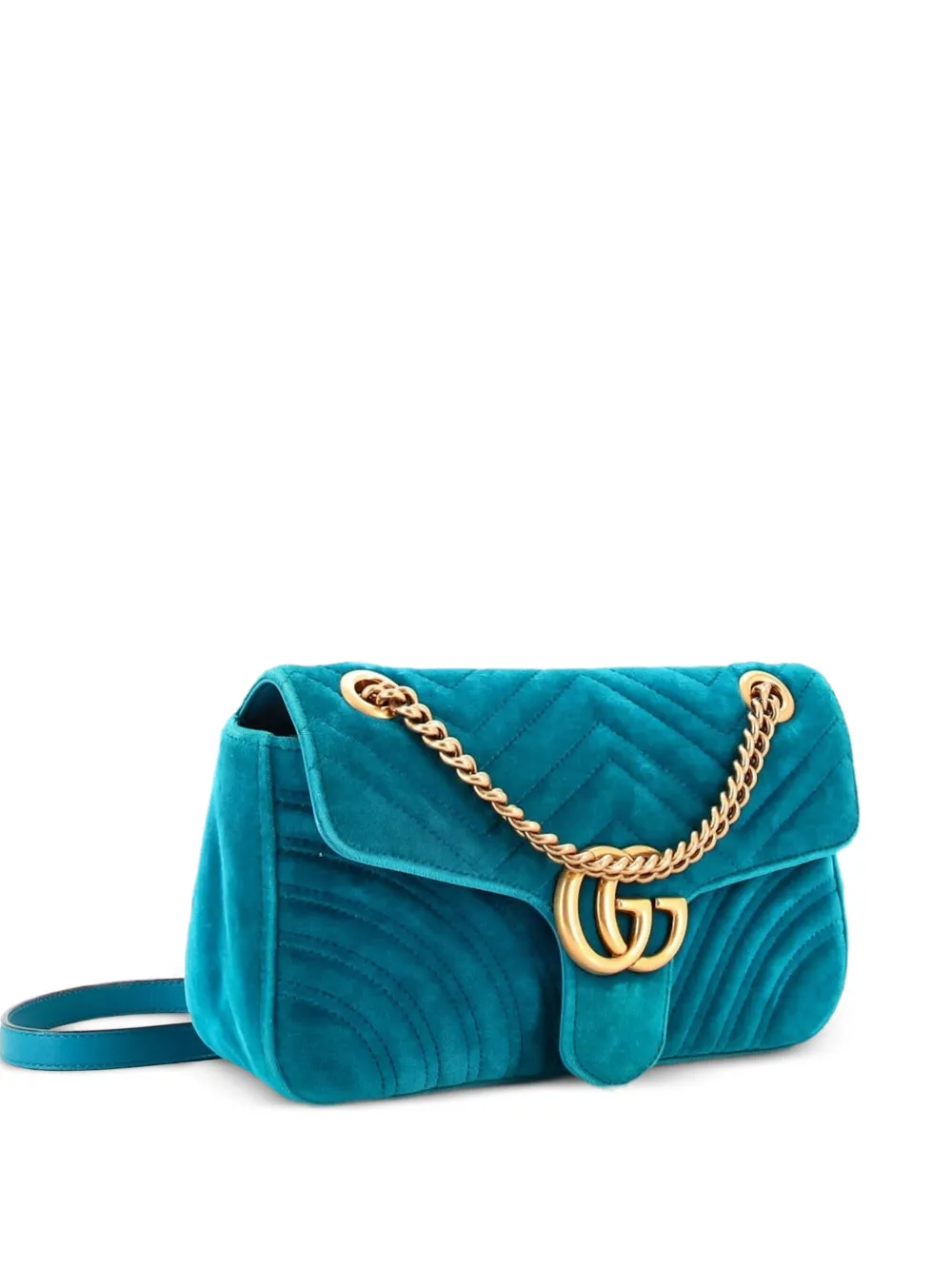 Gucci Pre-Owned Borsa a spalla GG Marmont piccola in velluto matelassé - Blu