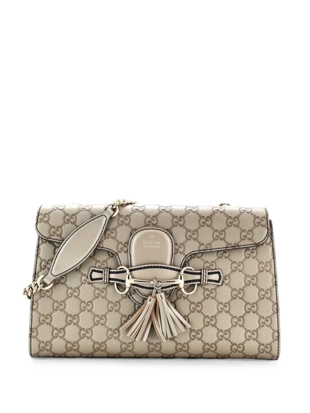 Gucci Pre-Owned Borsa a spalla Emily media in pelle Guccissima con battente e catena - Oro